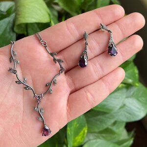 Purple Marcasite Set - [Earrings and Necklace]